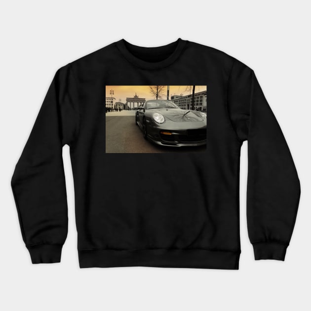 porsche 911, berlin city, brandenburg gate Crewneck Sweatshirt by hottehue